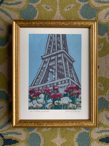 "les amours perdues" floral eiffel tower ART PRINT