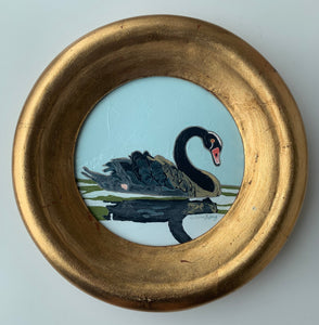 la solitudine  8" original oil black swan