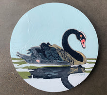 la solitudine  8" original oil black swan