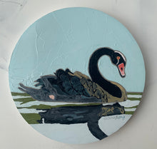 la solitudine  8" original oil black swan