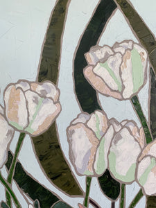 "meditation" 48x60" oval original oil floral