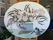 "meditation" 48x60" oval original oil floral