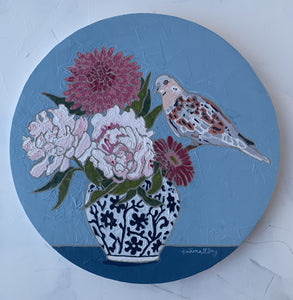 metti una sera a cena 12" original oil floral euro turtle dove