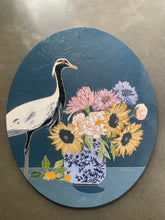 quando quando quando 20x24" original oil floral demoiselle crane