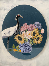 quando quando quando 20x24" original oil floral demoiselle crane
