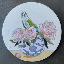 un'estate fa  10" original oil floral monk parakeet