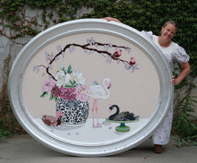 "une belle histoire" 48x60" oval original oil floral