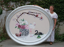 "une belle histoire" 48x60" oval original oil floral
