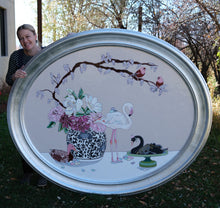"une belle histoire" 48x60" oval original oil floral