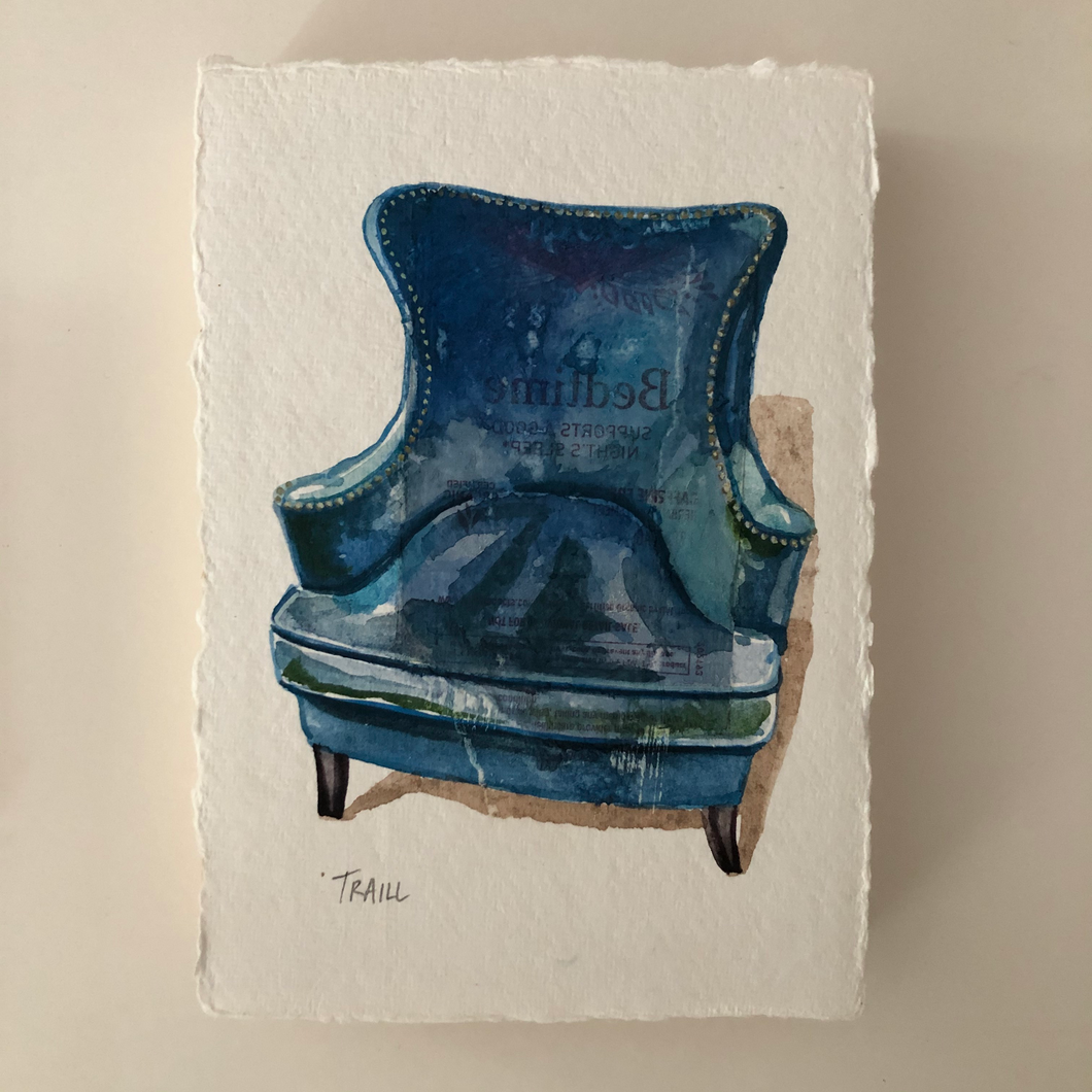 jennie traill schaeffer - “bedtime blue seat” (5” x 7”)