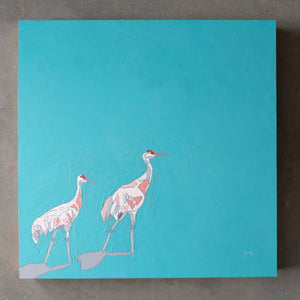 sandhill in teal (20"x20")