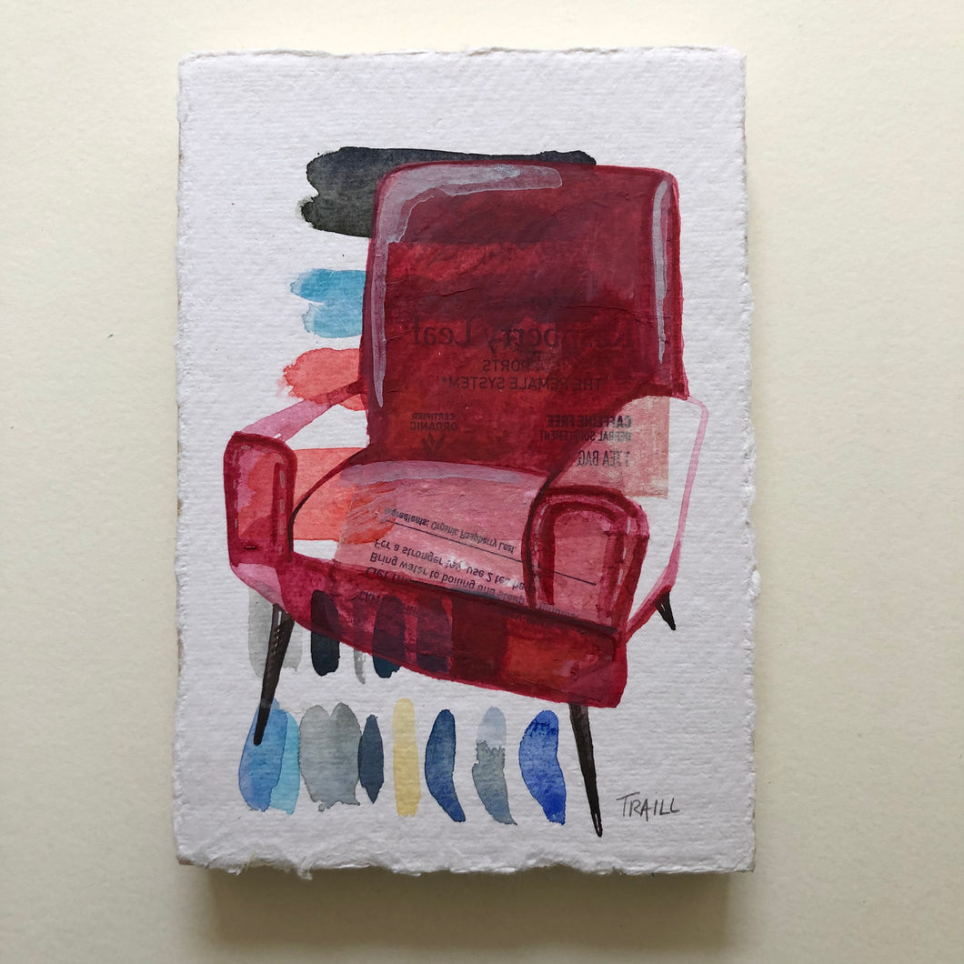 jennie traill schaeffer - “raspberry leaf seat” (5” x 7”)